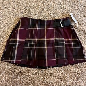 Abercrombie & Fitch Pleated Belted Plaid Mini Skort